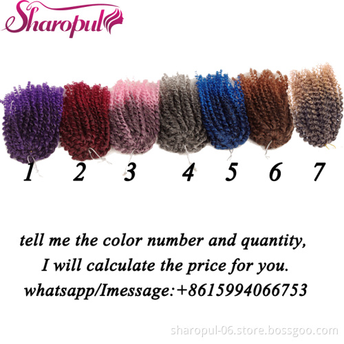 Jerry Curl Hair 3 pcs/pack, 8inch Synthetic Kinky Curly hair Marley Bob, Malaysian Deep Wave Curly Crochet Braids Hair Extension